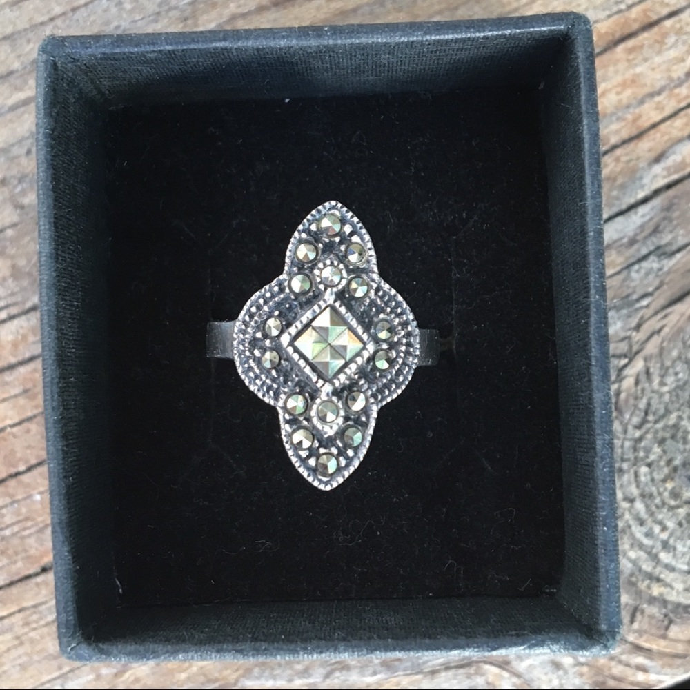 VINTAGE Ring MARCASITE 925 Sterling Silver Size 7.5